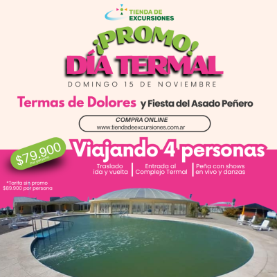 Promo 4 Personas - Excursión Día Completo - Termas De Dolores